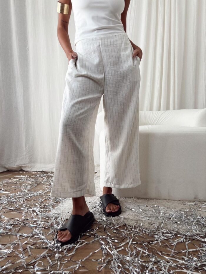 PANTALON CAPRI LINO RAYADO