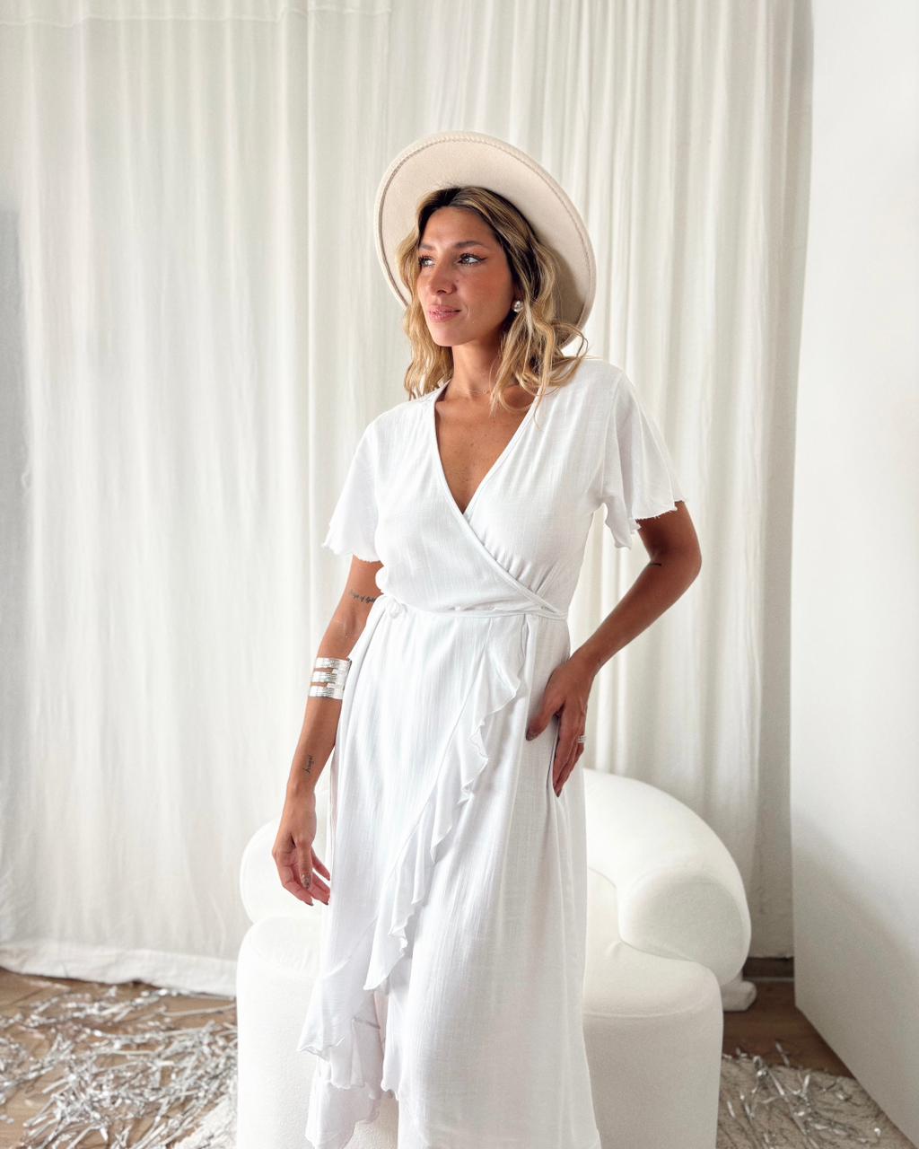 VESTIDO CRUZADO VOLADO Diosas Fem