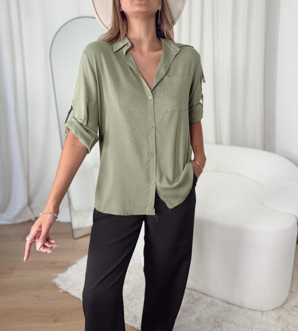 CAMISA LINO 3/4 OVERSIZE
