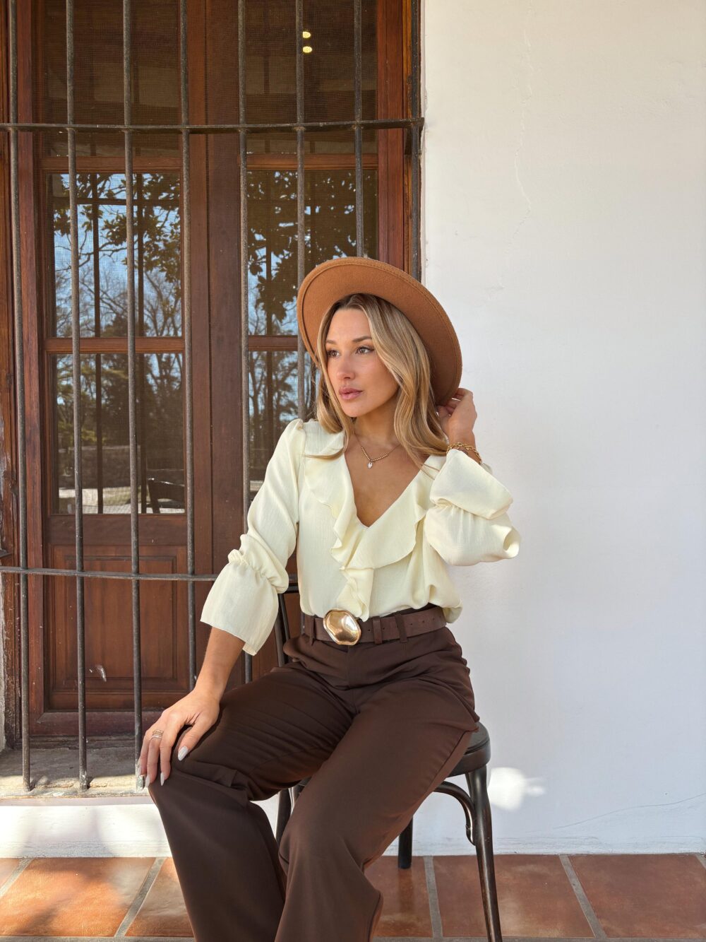 BLUSA SIENA CREP VOLADOS MANGA LARGA - Imagen 3
