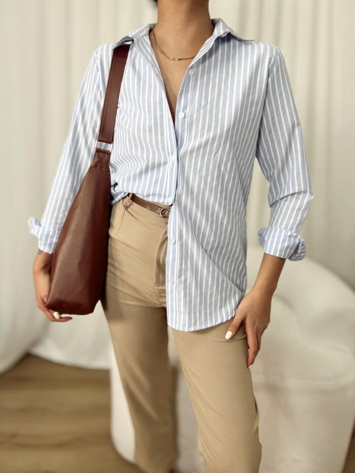 CAMISA POPLIN RAYADA LARGA