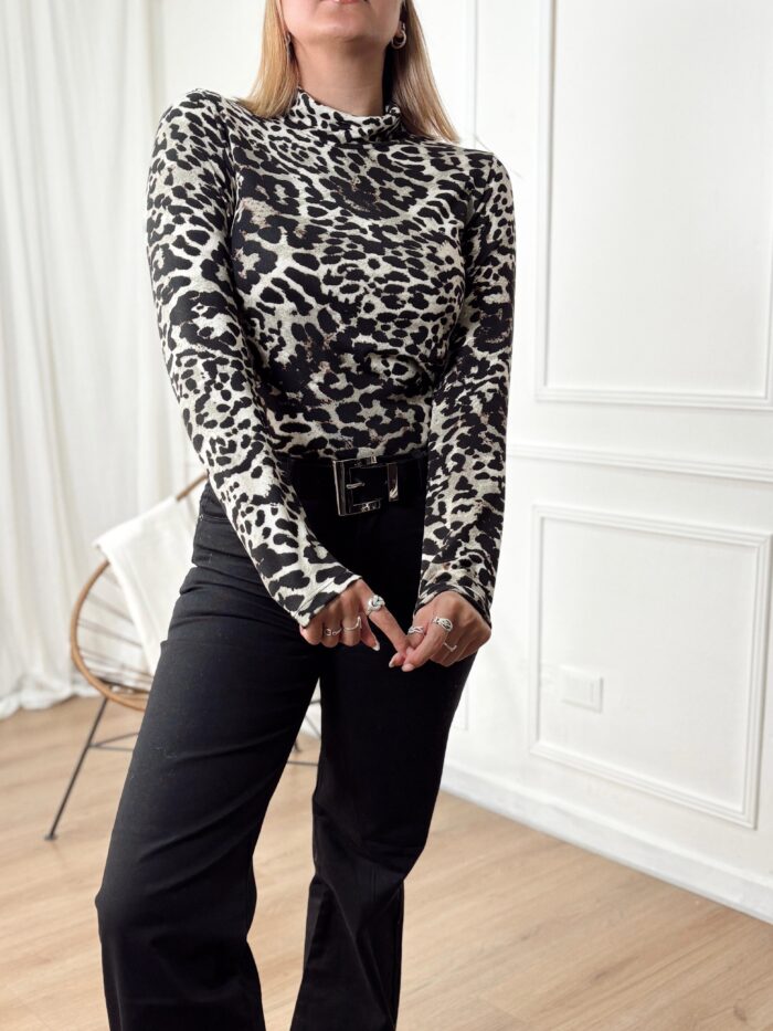 MEDIA POLERA MARION LANILLA ANIMAL PRINT