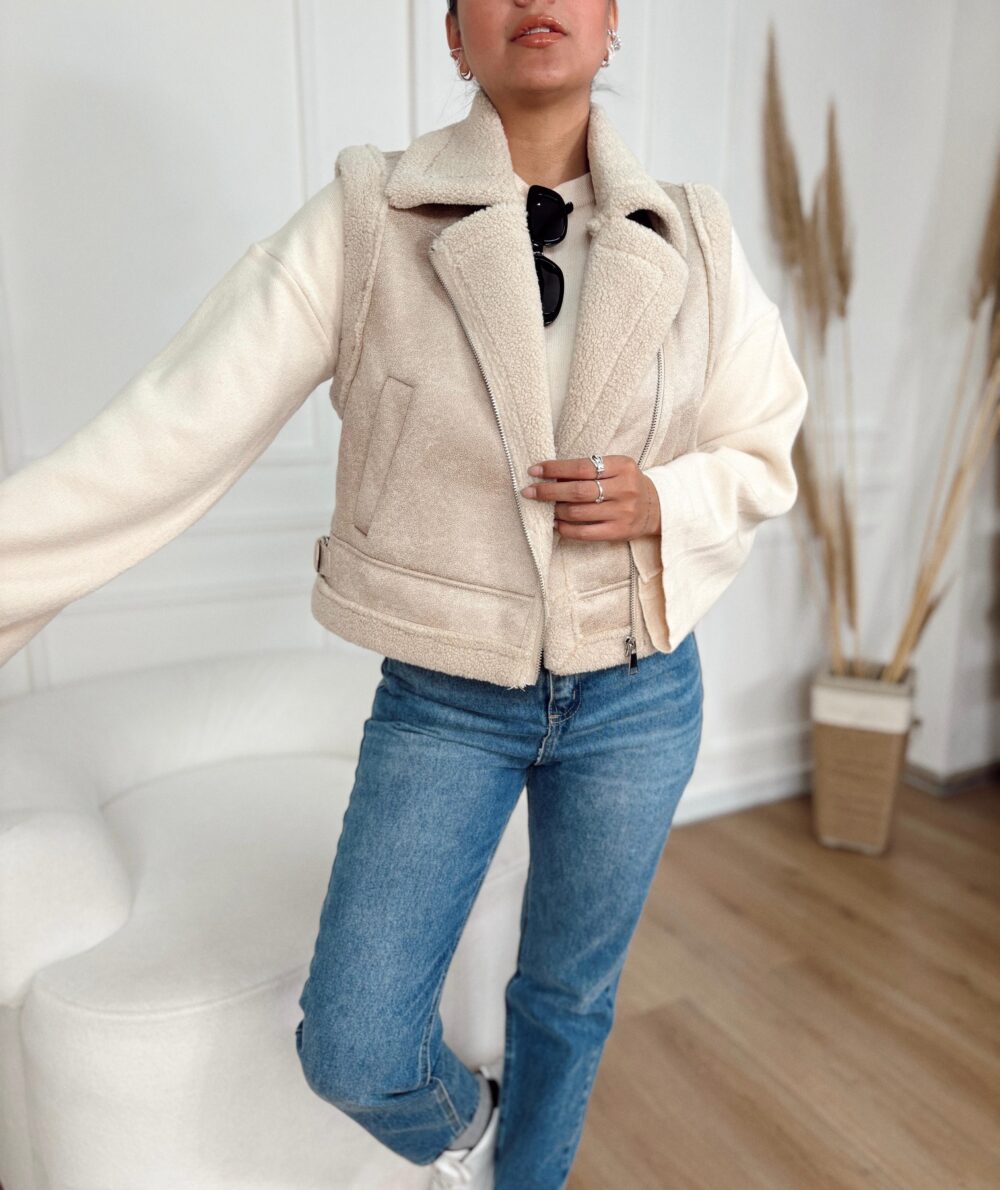CHALECO GAMULAN OLIVIA CON CORDERITO