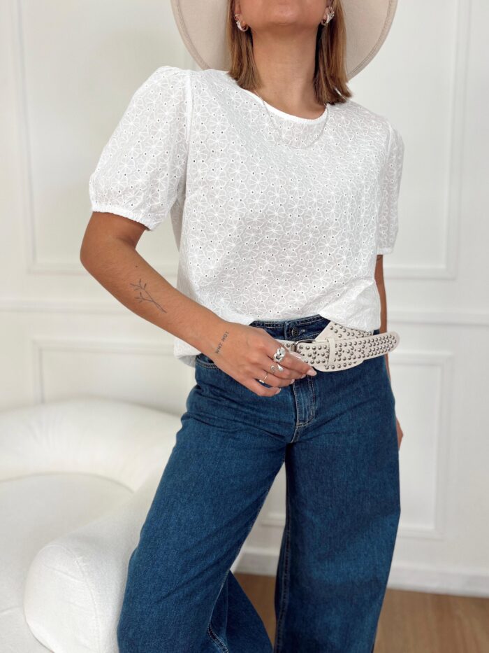 BLUSA BARI BRODERIE MANGA ELASTICO