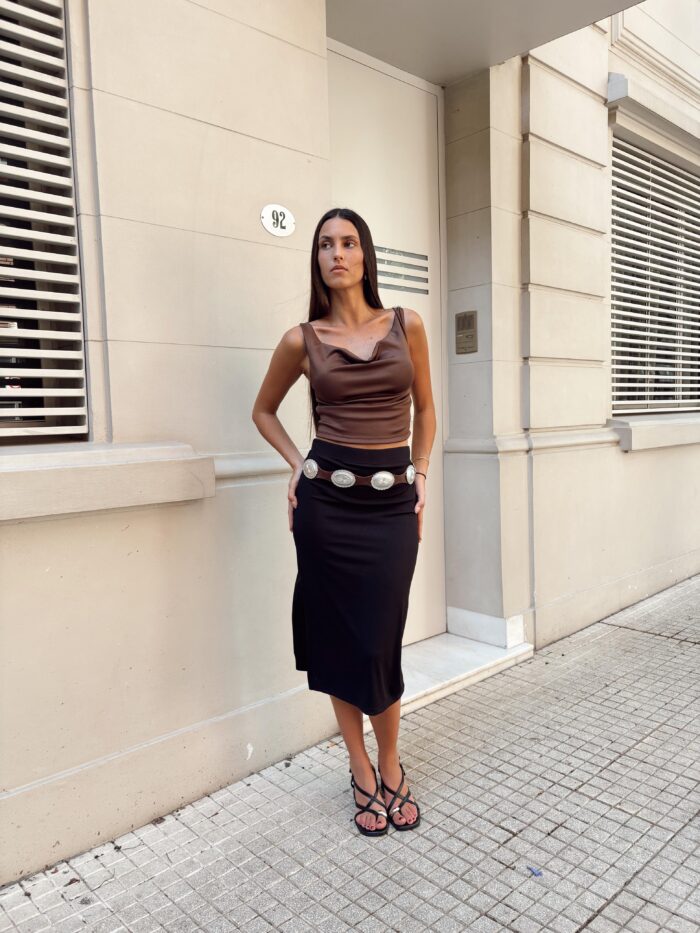 POLLERA MIDI LUNA CON TAJO