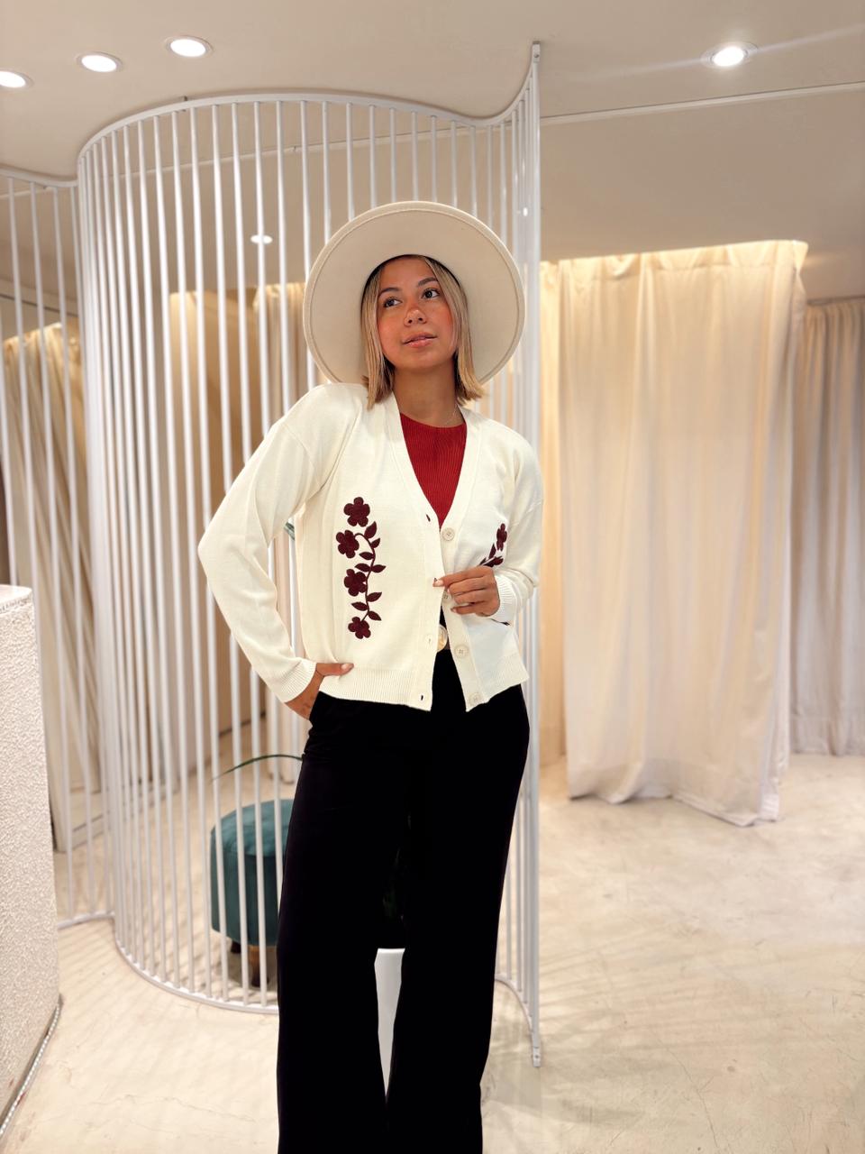 CARDIGAN ZAGREB BORDADO FLORES