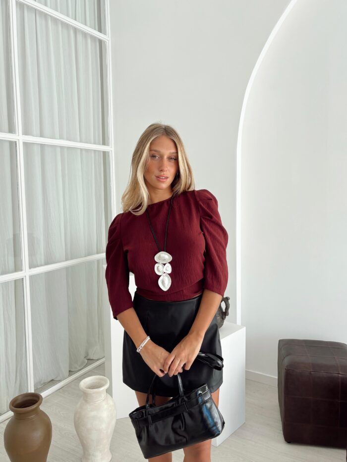 BLUSA LA FINA CUELLO REDONDO MANGA 3/4 CREP LINO