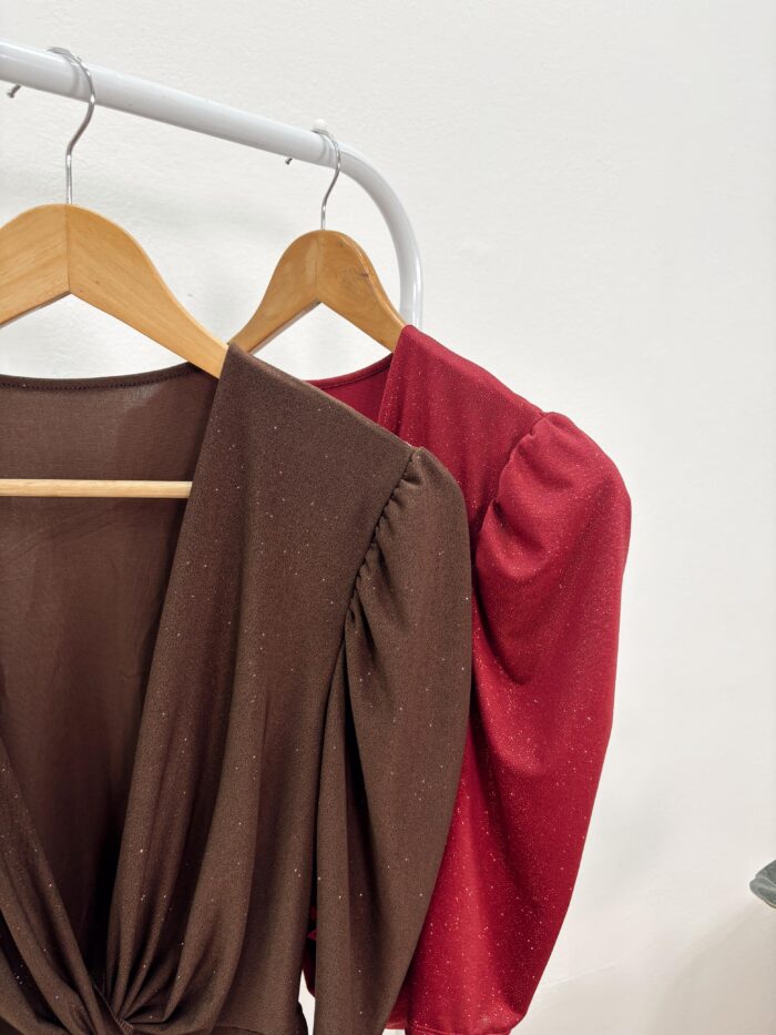 REMERA KATIA MICROFIBRA GLITTER MANGA 3/4