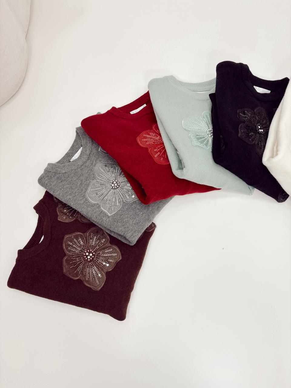 SWEATER IMPORTADO FLOR BORDADA - Imagen 4