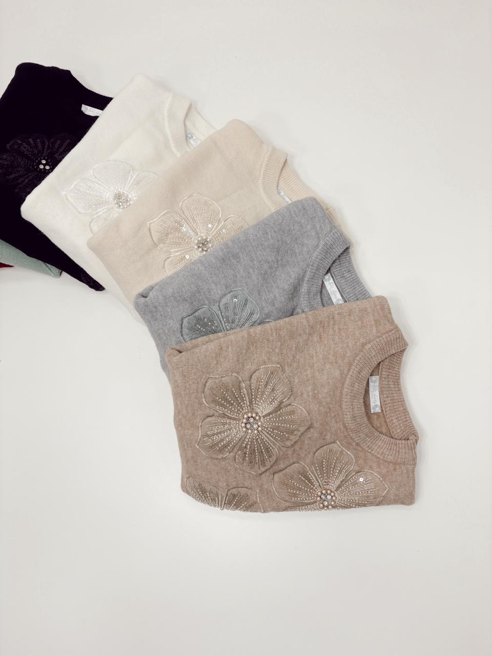 SWEATER IMPORTADO FLOR BORDADA - Imagen 3