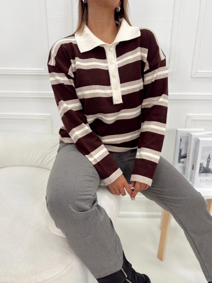 SWEATER RAYADO CHOMBA BOTONES