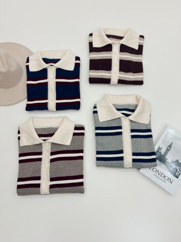 SWEATER RAYADO CHOMBA BOTONES