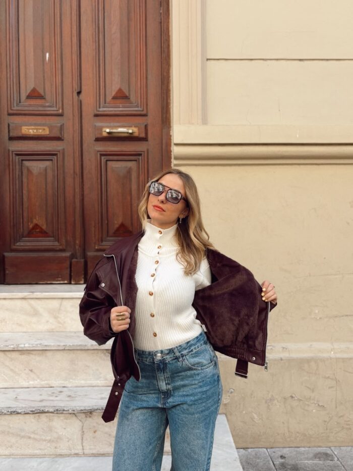 CAMPERA ECO CUERO CON PIEL ZARA