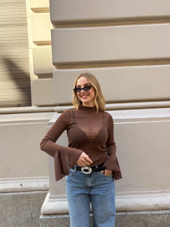 POLERA VOLADO TUL LUREX ML