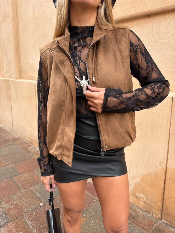 CHALECO BOMBER GAMUZADO