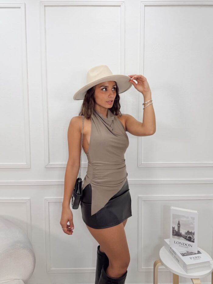 TOP ASTRID HALTER MICROFIBRA FRUNCE
