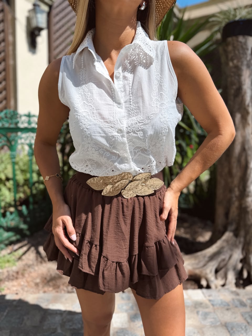 CAMISA BRODERIE SIN MANGA 187 - Imagen 4
