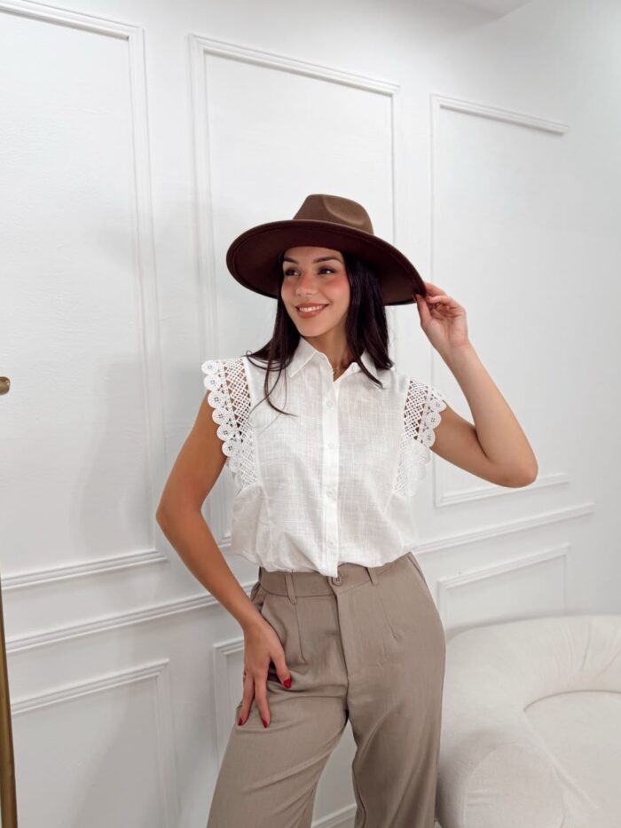 CAMISA BRODERIE SIN MANGA